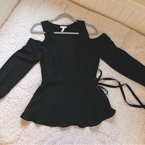 Leith, XS, black cutout sleeve blouse